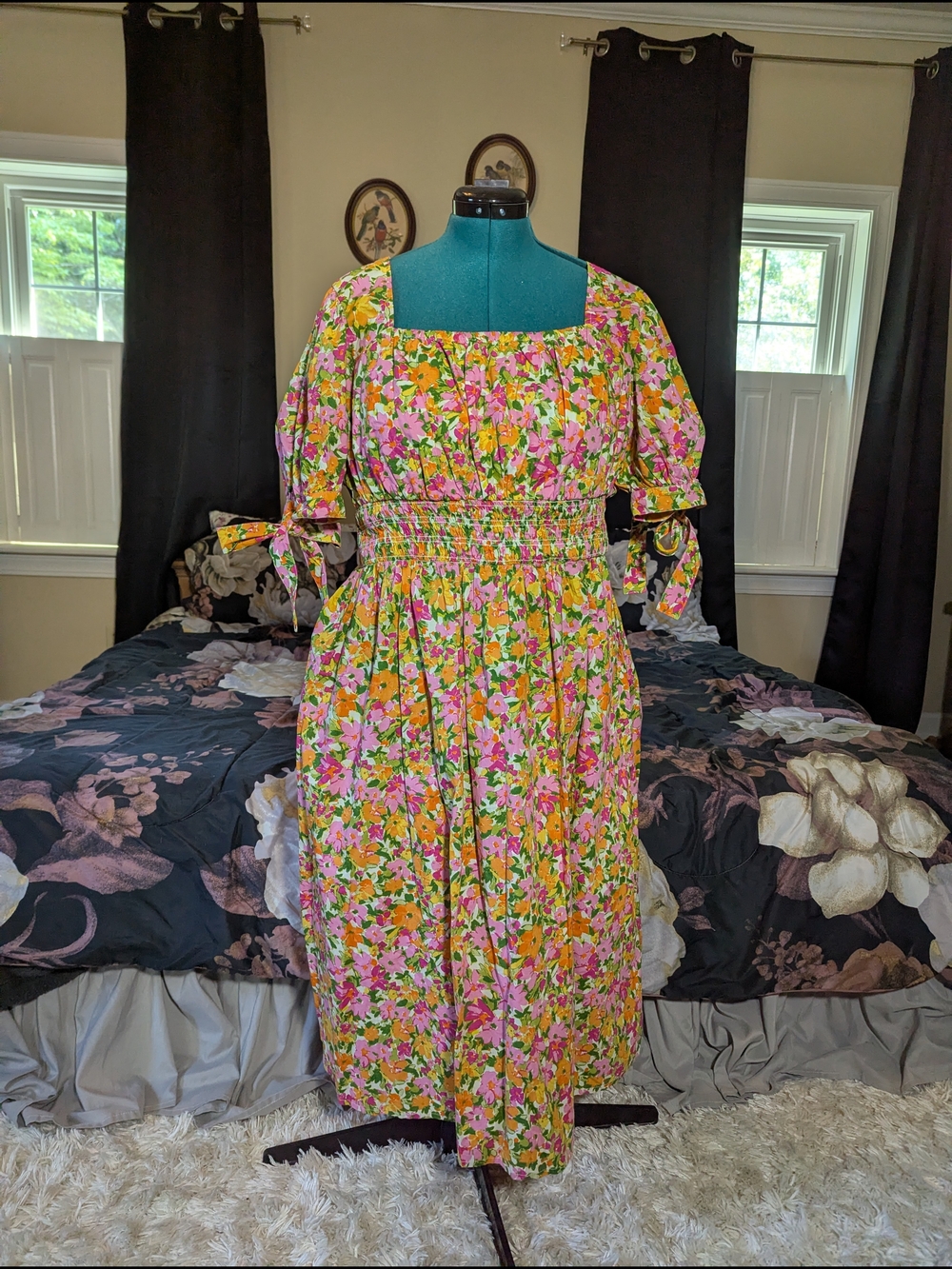 Terra & Sky Pink, Yellow & Green Floral Midi Dress
